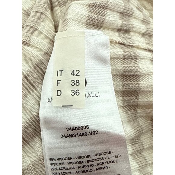 Anna Seravalli Ribbed Checkered Beige & White Turtleneck Sweater Medium - Picture 5 of 7